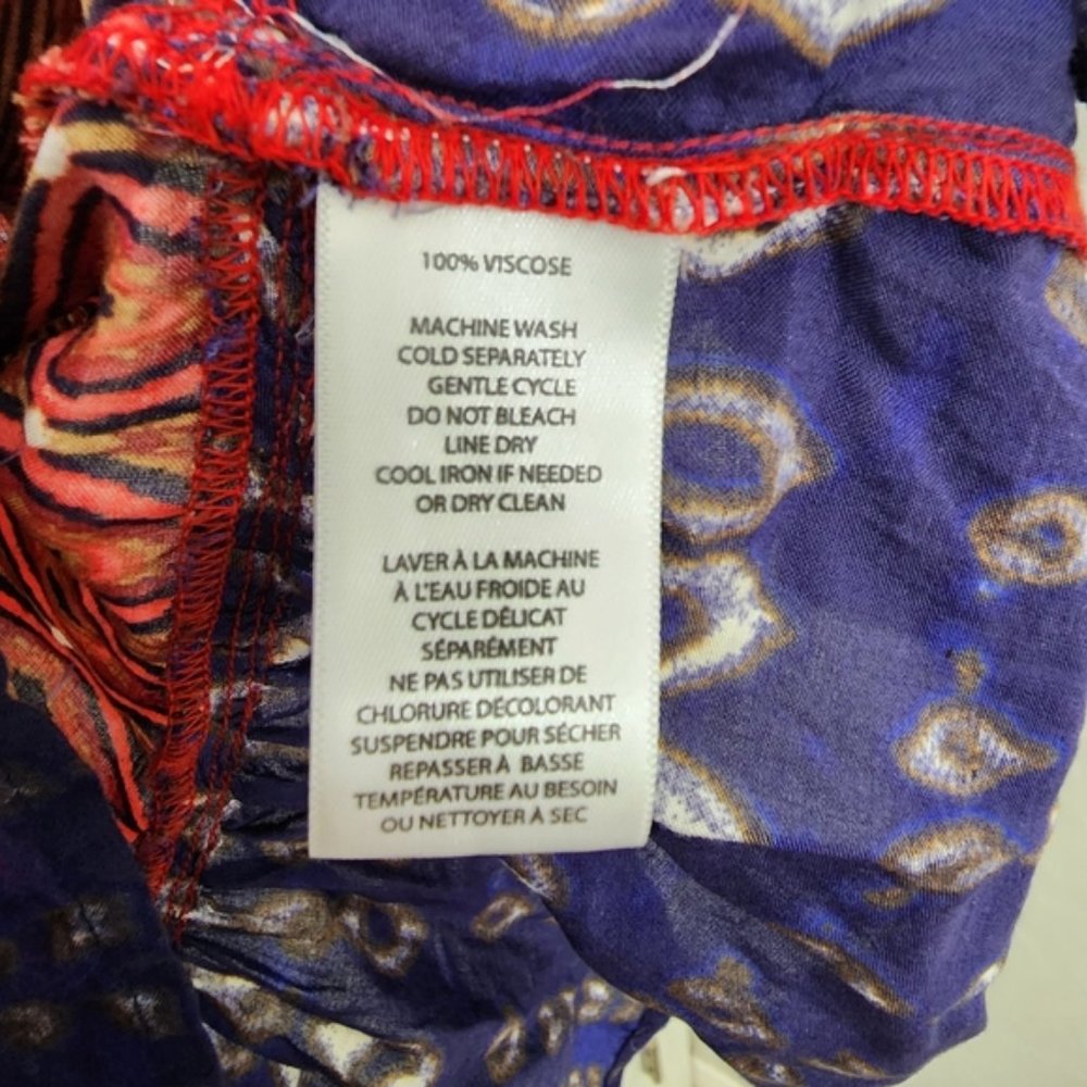 ! Beach Lunch Lounge Bohemian Inspired Contrasting Ruffled Trim Blouse Size M ! - Picture 6 of 6